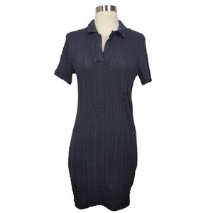 Forever 21 Cable Knit Polo Minimalist Casual Streetwear Dress Black Size Medium
